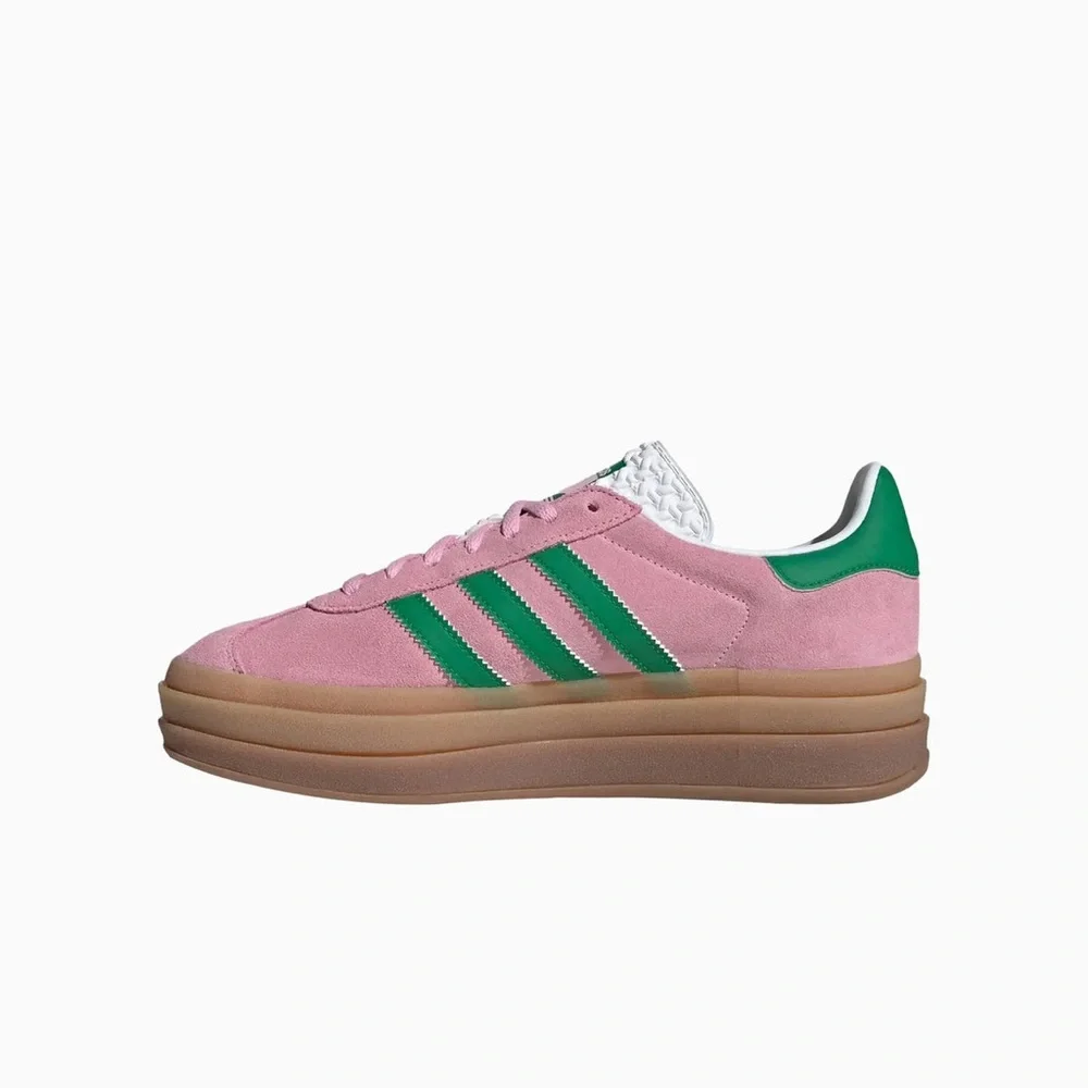 adidas Gazelle Bold Sneakers in Pink Suede with Green Stripes - Size 6 - Picture 14 of 15